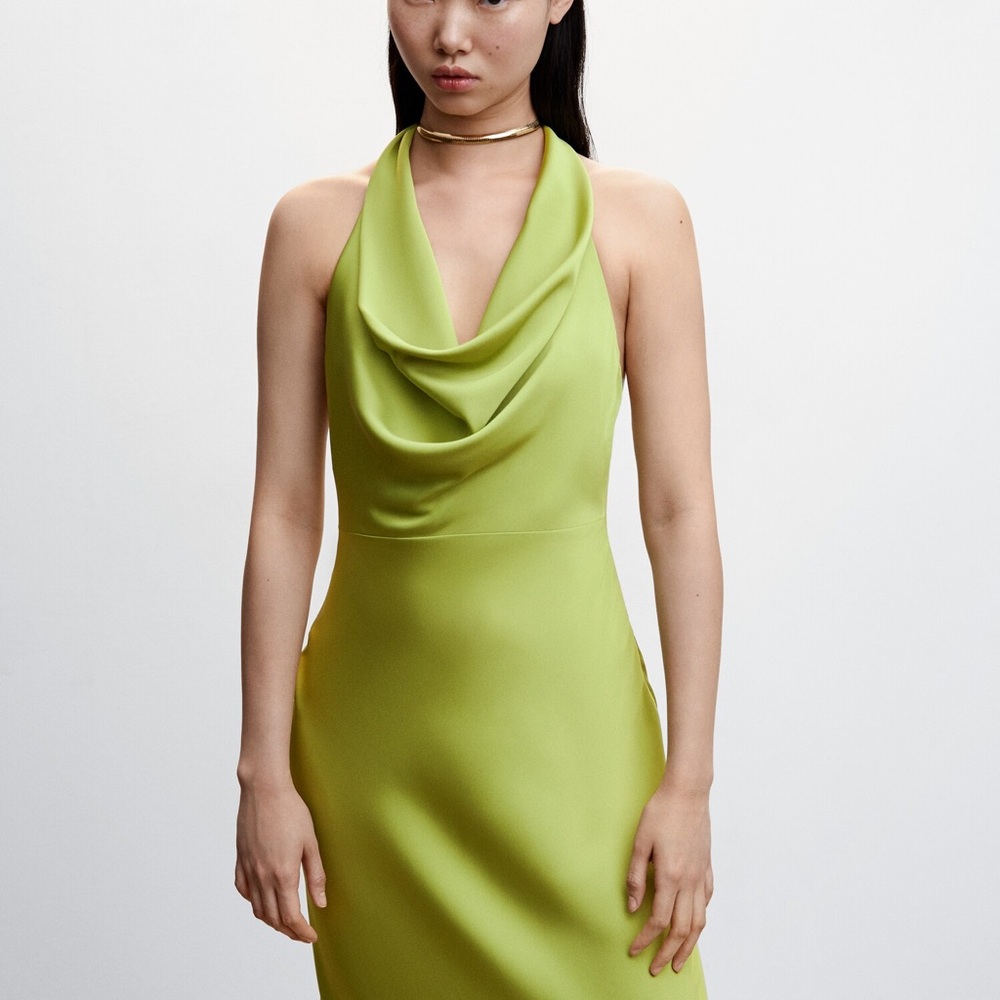 Mango Vibrant Green Backless Dress